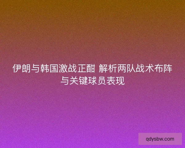 伊朗与韩国激战正酣 解析两队战术布阵与关键球员表现