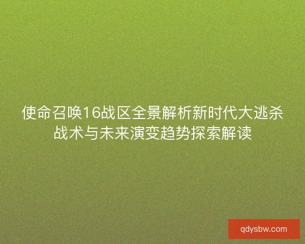 使命召唤16战区全景解析新时代大逃杀战术与未来演变趋势探索解读