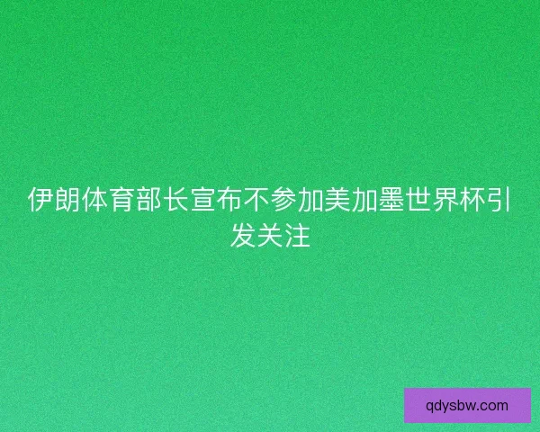 伊朗体育部长宣布不参加美加墨世界杯引发关注
